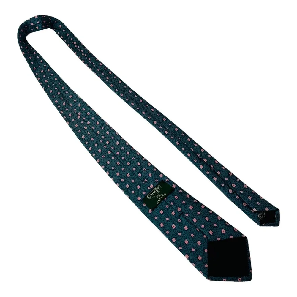 Gitman Bros for The Hound Blue & Pink Floral Pure Silk Neck Tie Size 3.5